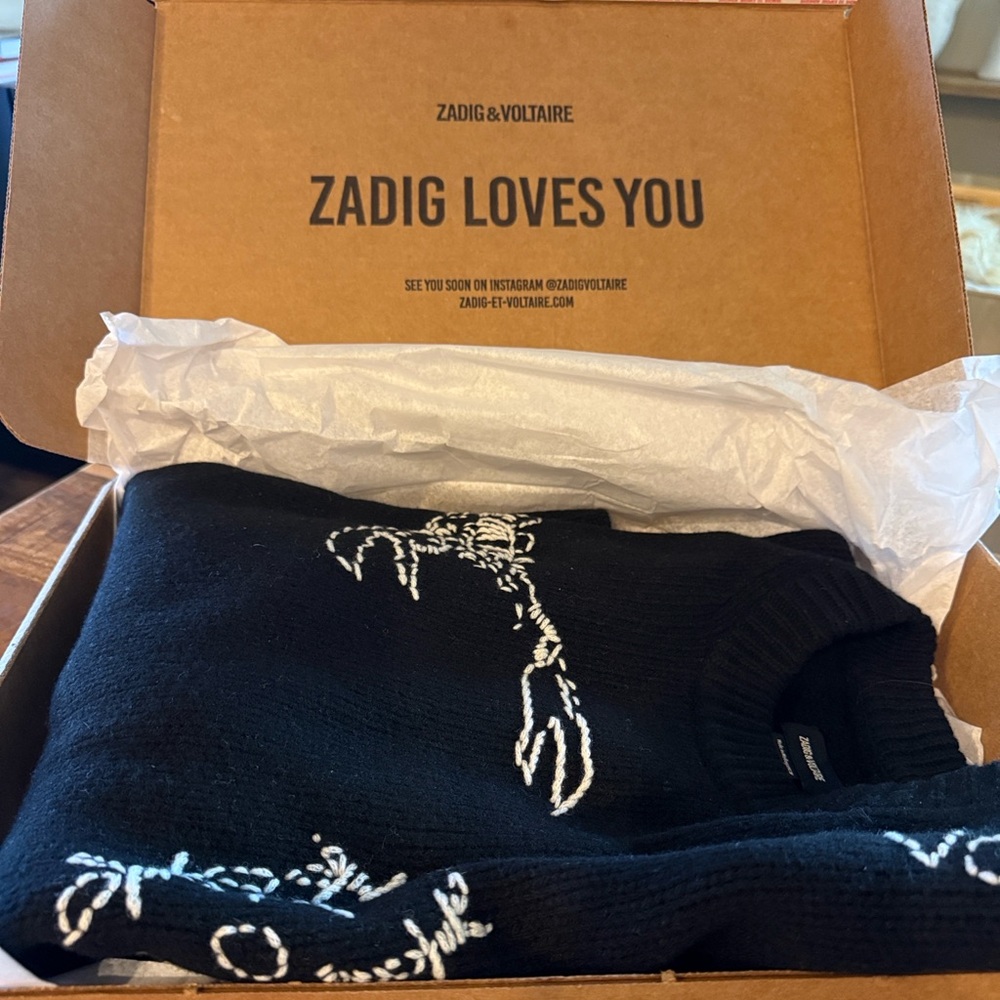 Zadig & Voltaire Black Knit with White Pattern